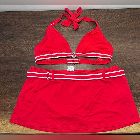 Red‎ bikini set with bottom skirt size XL - Picture 1 of 4